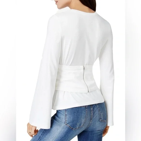 Endless Rose White Corset Belt Long Sleeve Top Size S Lace Up Waist Cinched - Picture 4 of 4